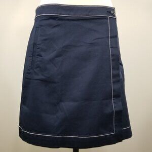 Tommy Hilfiger Size 4 Skirt A-Line Navy Faux Wrap Contrast Embellished Nautical